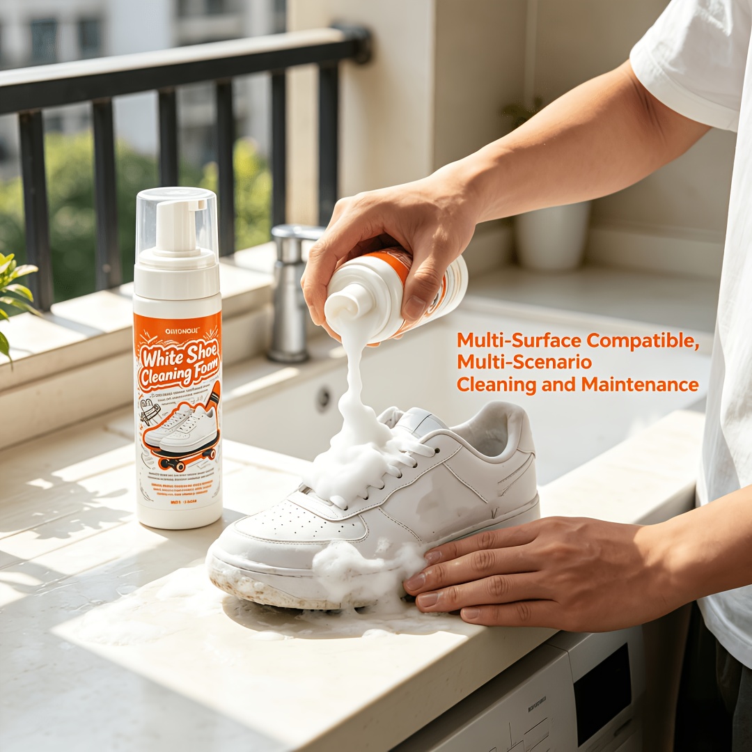 Sneaker Care Foam - โฟมทำความสะอาดรองเท้าสีขาวแบบพกพา ไม่ต้องล้างออก ใช้ได้กับหลายพื้นผิว สำหรับรองเท้าผ้าใบ รองเท้าหนัง นาฬิกา