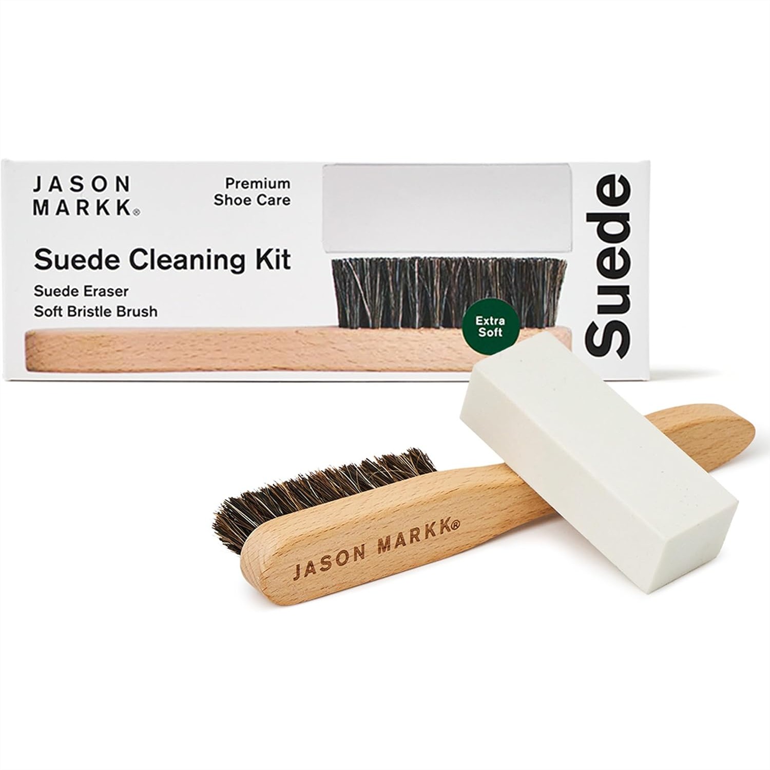 Sneaker Care For Suede - ชุดทำความสะอาดรองเท้าหนังกลับพร้อมแปรงและยางลบคราบสกปรก ชุดดูแลรองเท้าผ้าใบ 2 ชิ้น สำหรับหนัง นูบัค
