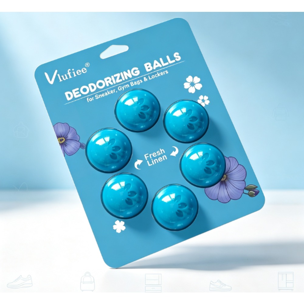 Shoe Deodorizer Ball - ลูกบอลดับกลิ่นรองเท้าน้ำมันหอมระเหยจากผ้าลินินสดใหม่ กำจัดกลิ่นแบบพกพา สำหรับรองเท้าผ้าใบ กระเป๋าออกกำลังกาย ลิ้นชัก และตู้เก็บของ
